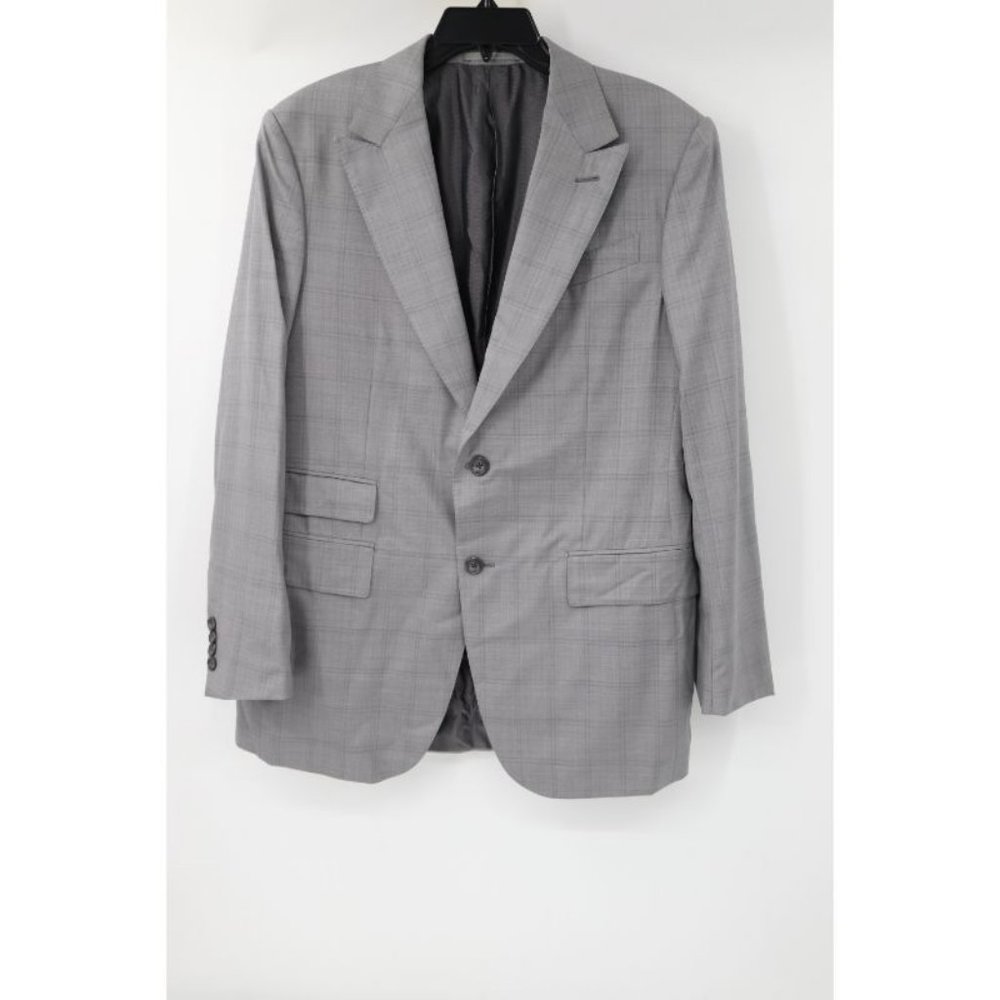Ermenegildo Zegna sport coat men's 42R Trofeo 600 Manhattan wool silk gray plaid - Picture 2 of 16